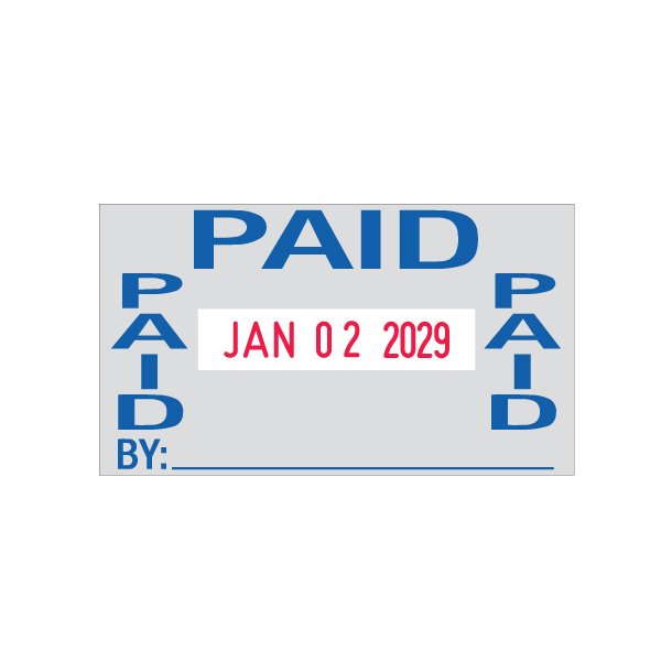 PAID Date Stock Stamp with “PAID BY:” Line